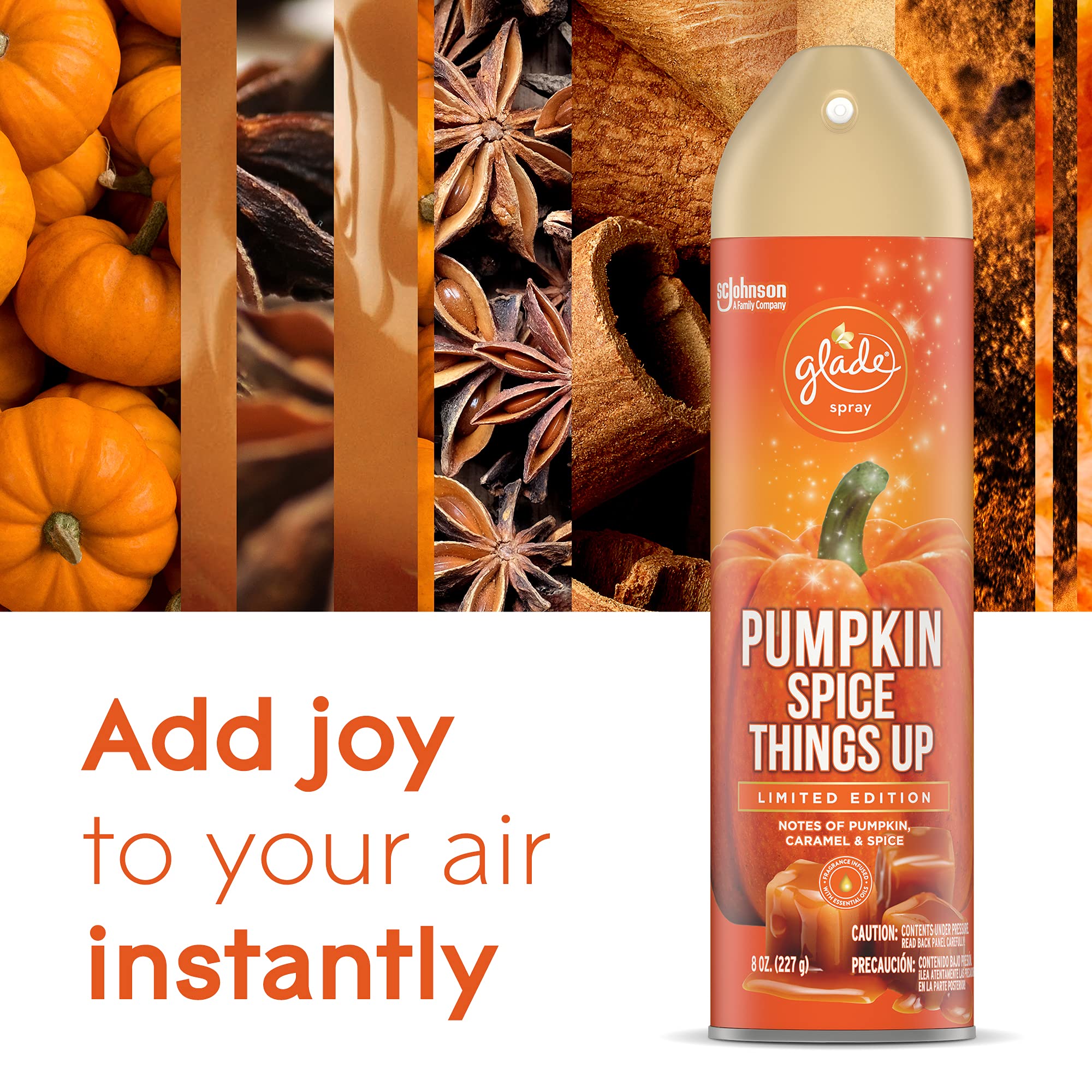 Glade Air Freshener, Room Spray, Pumpkin Spice Things Up, 8 Oz