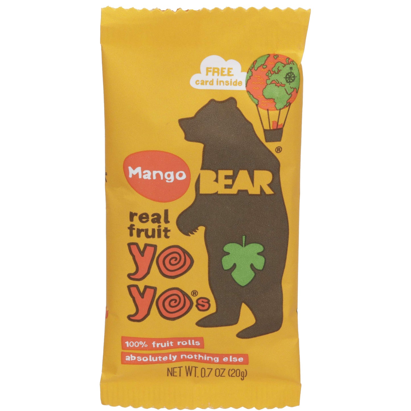 Bear Yoyo BEAR, Real Fruit Yoyos, 0.7 Oz, No added Sugar, All Natural, non GMO, Gluten Free, Vegan, Healthy on-the-go snack for kids & adults, Mango
