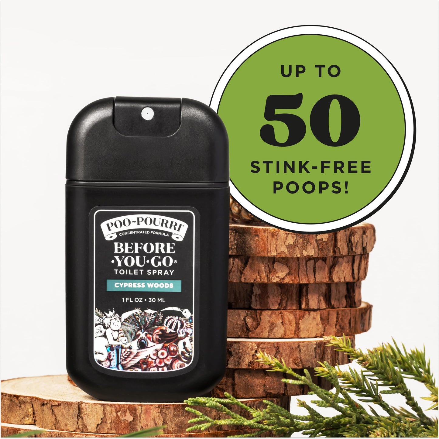 Poo-Pourri Cypress Woods Pocket Sprayer Before-You-Go Toilet Spray - Instantly Trap Bathroom Odor - Plant Based Ingredients & Essential Oils - No