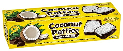 Anna's Coconut Patties, Original Flavor, 12 Ounce Box, 9 Individually Wrapped Patties, Kosher