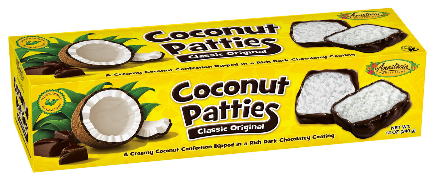 Anna's Coconut Patties, Original Flavor, 12 Ounce Box, 9 Individually Wrapped Patties, Kosher