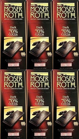 Boxed 6 Pack ~ 70% Cocoa Dark Chocolate ~ Moser Roth Fine German Chocolate Bar (s) ~ With Bonus Sample!