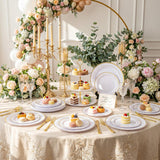 I00000 102 Pieces Gold Plastic Plates, Disposable Party Plates White Gold Rim, 51 Disposable Gold Dinner Plates 10.25 Inch and 51 Disposable Dessert