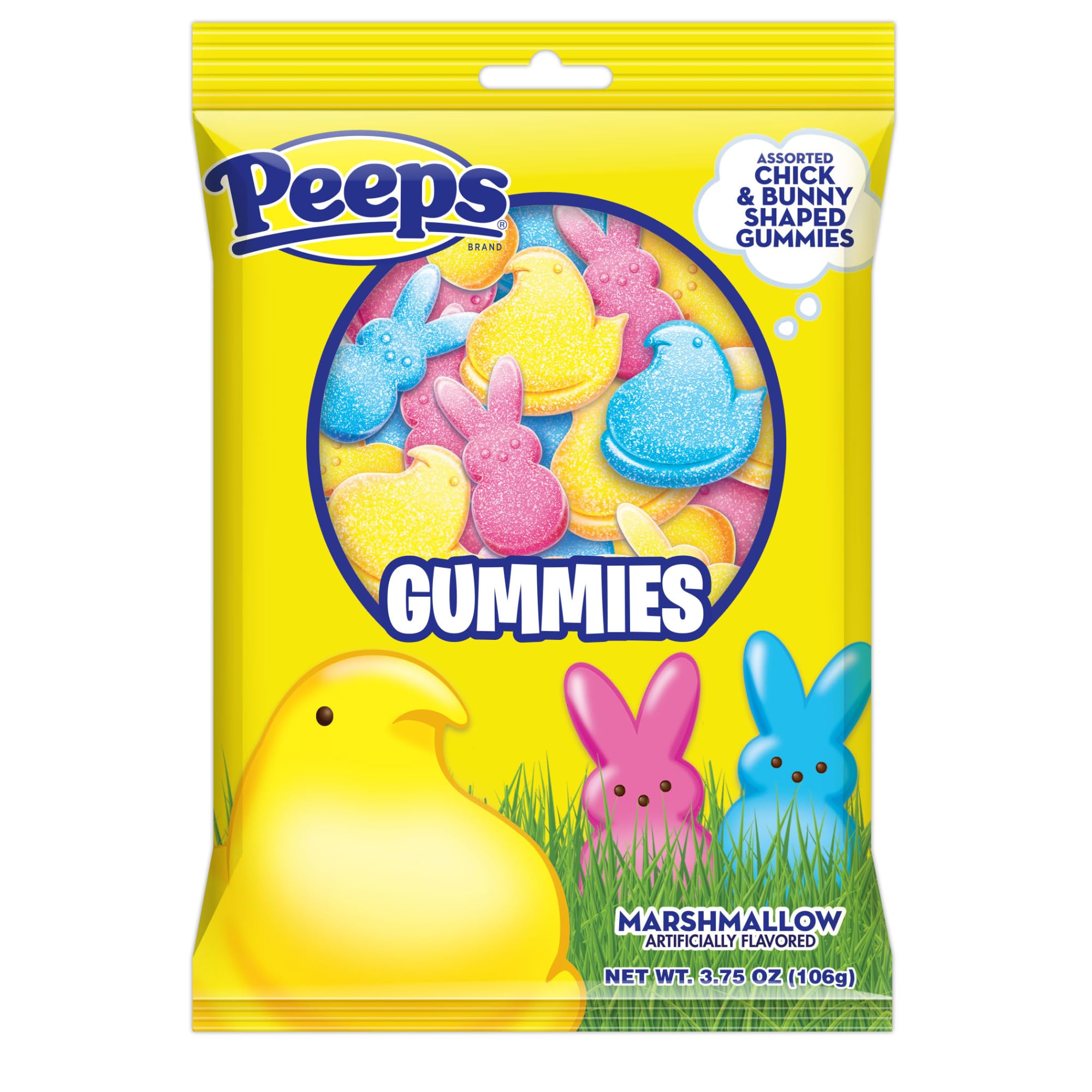 Easter Peeps Gummies, Marshmallow Flavored Bunnies and Chicks, Egg and Basket Stuffers Candy, (Pack of 3)