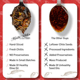 Maestro Kitchen Spicy Serrano Pepper Chile Crunch - Mexican Chili Crisp in Olive Oil 6oz - All Natural Chili Oil Hot Sauce w/ 100% Olive Oil, Garlic