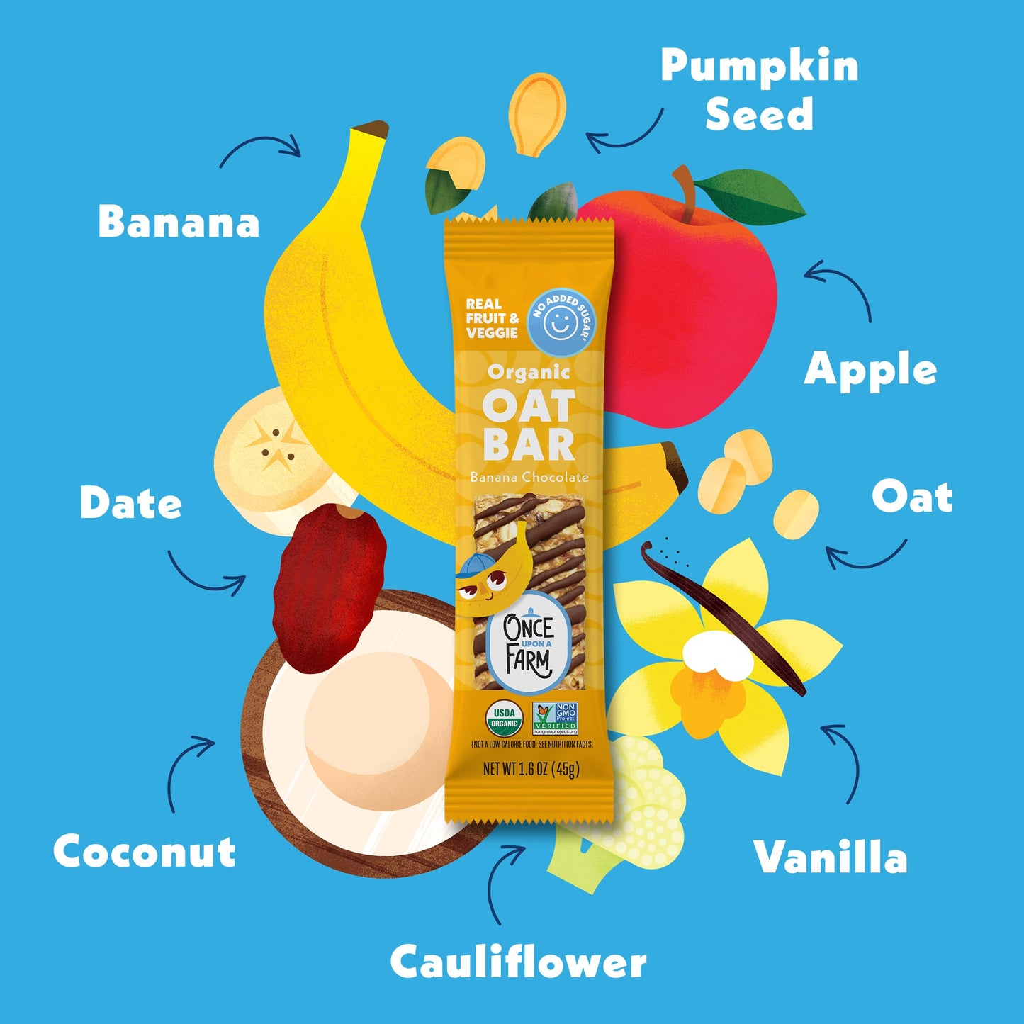 Once Upon a Farm Organic Banana Chocolate Refrigerated Oat Kids' Bar,1.6oz