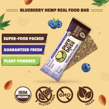 Organic Real Food Bar (Blueberry Hemp) Non-GMO, Gluten Free, Vegan, Nutrition Bars, Energy Bars, Super Food Simple Ingredients, Best Tasting, Healthy