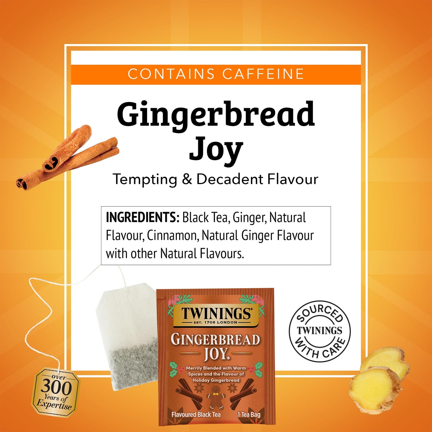 Twinings Christmas and Gingerbread Black Teas, 2-20 Count Packs, 40 Individually Wrapped Tea Bags, Aromatic with Holiday Spices, Caffeinated, Enjoy