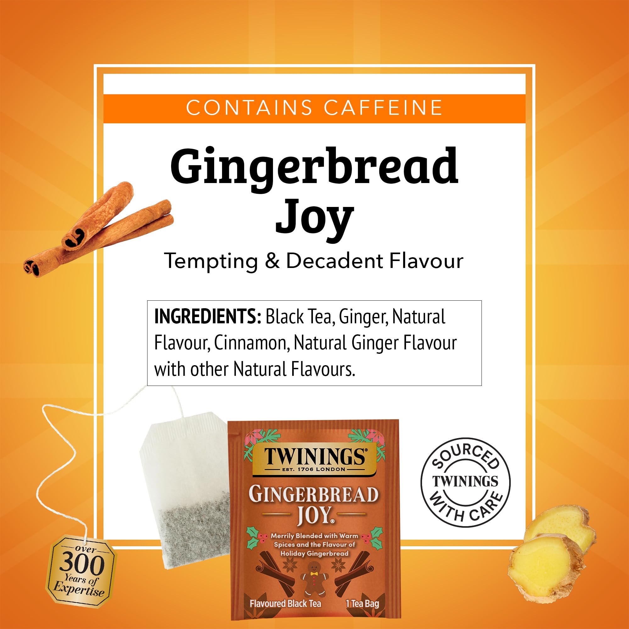 Twinings Christmas and Gingerbread Black Teas, 2-20 Count Packs, 40 Individually Wrapped Tea Bags, Aromatic with Holiday Spices, Caffeinated, Enjoy