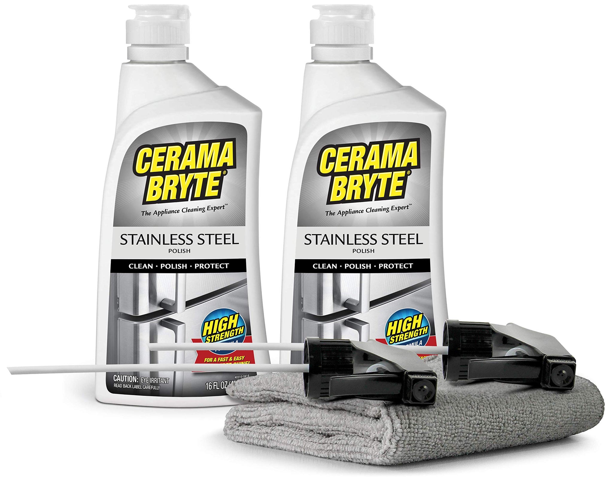 Cerama Bryte Stainless Steel Cleaner for Appliances, Streak-Free Shine and Protection for Refrigerators, Dishwashers, Ovens, and Grills, 16 Fluid