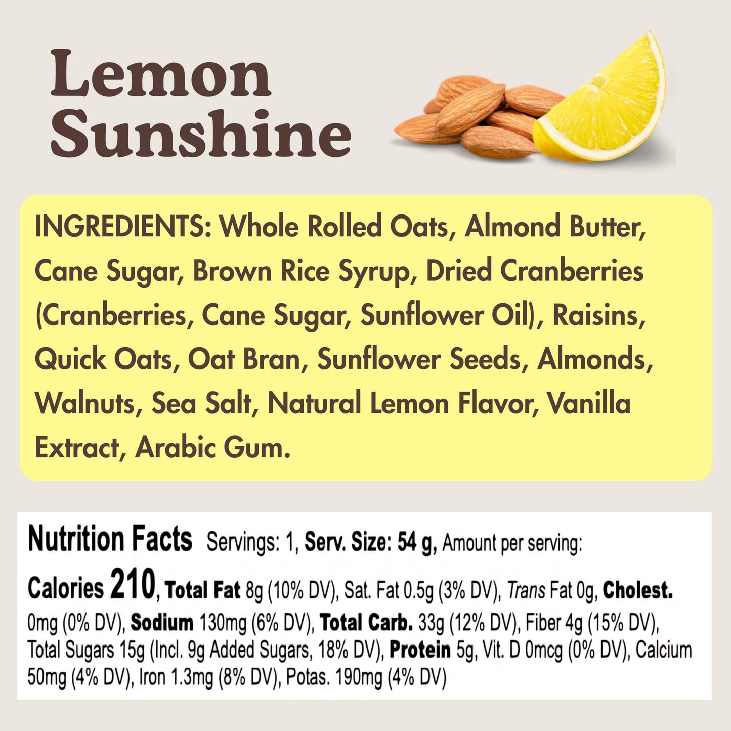 Earnest Eats Breakfast Rounds, Lemon Sunshine - 5g Protein, Soft-Baked with Whole Oats & Almond Butter, Gluten-Free & Non-GMO Breakfast Bars (14