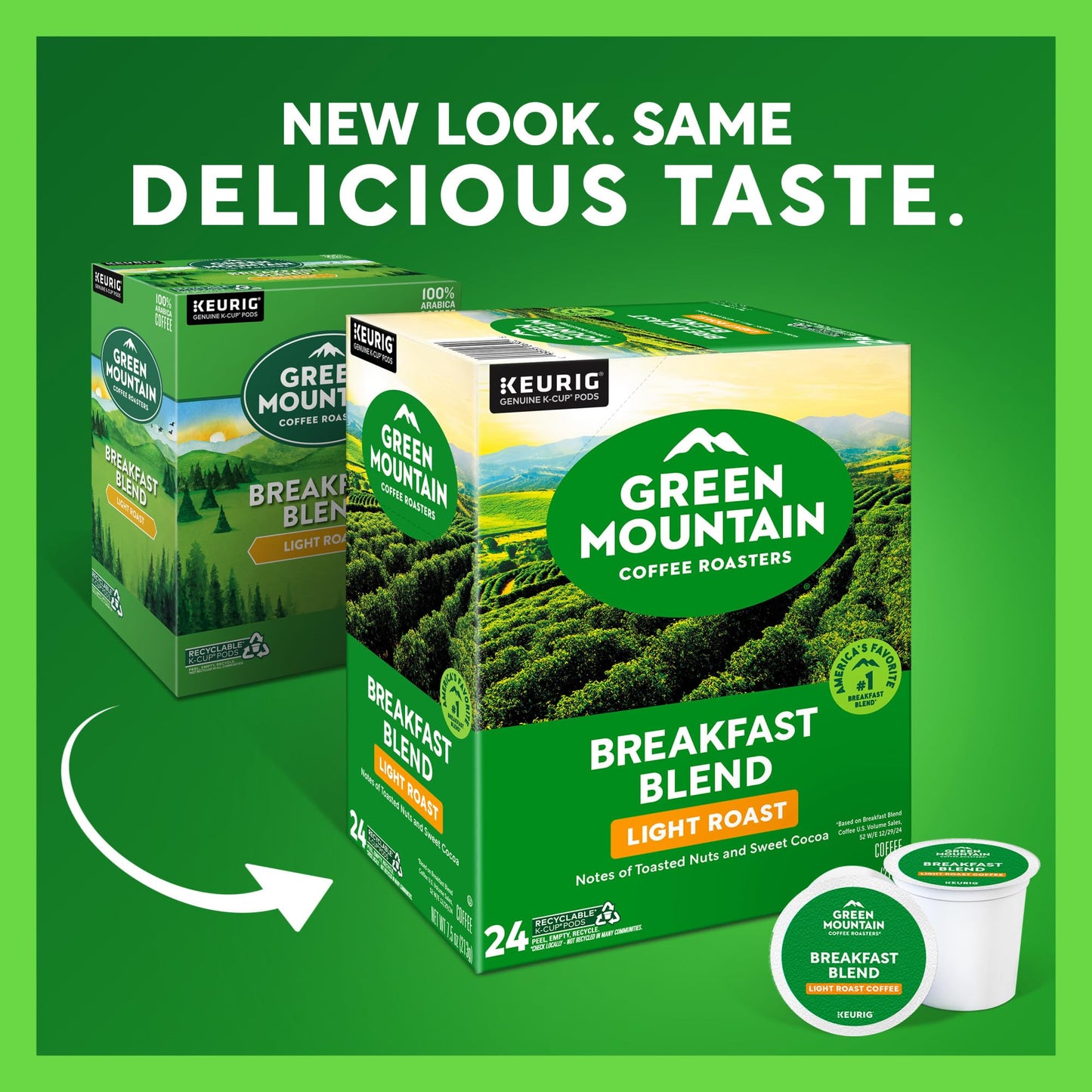 Green Mountain Coffee Roasters Breakfast Blend Single-Serve Keurig K-Cup Pods, Light Roast Coffee, 96 Count