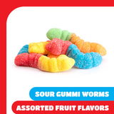 Sour Gummy Worms - 1 Pound Pack - Gummy Candy - Assorted Fruit Flavors - Neon Chewy Candy for Parties, Creative Desserts, and Goodie Bags - Sour