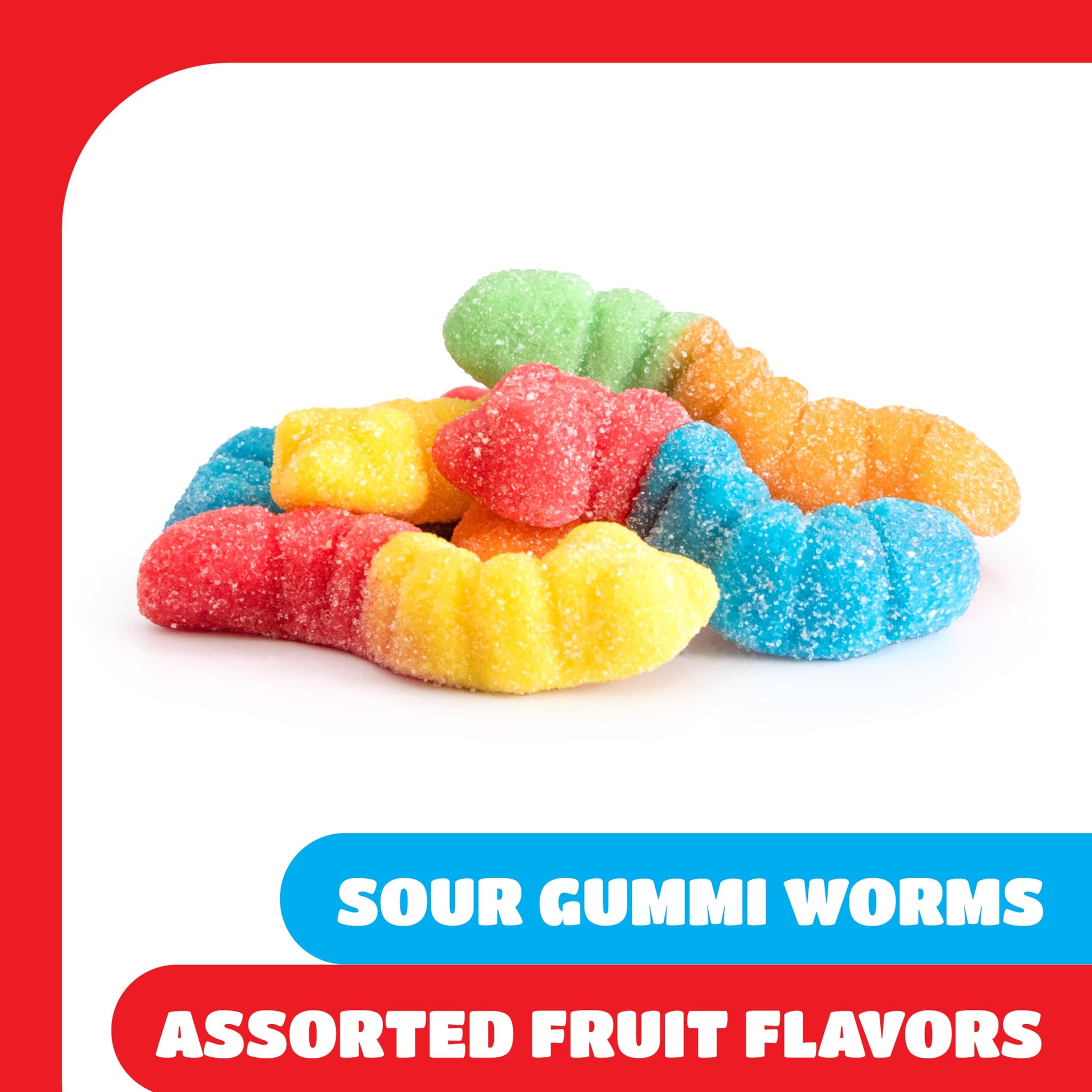 Sour Gummy Worms - 1 Pound Pack - Gummy Candy - Assorted Fruit Flavors - Neon Chewy Candy for Parties, Creative Desserts, and Goodie Bags - Sour