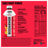 BODYARMOR ZERO Sugar Fruit Punch Electrolyte Drink, Natural Flavors, 28 Fl Oz Bottles (15 Pack), B Vitamins & Antioxidants Sugar Free Hydration
