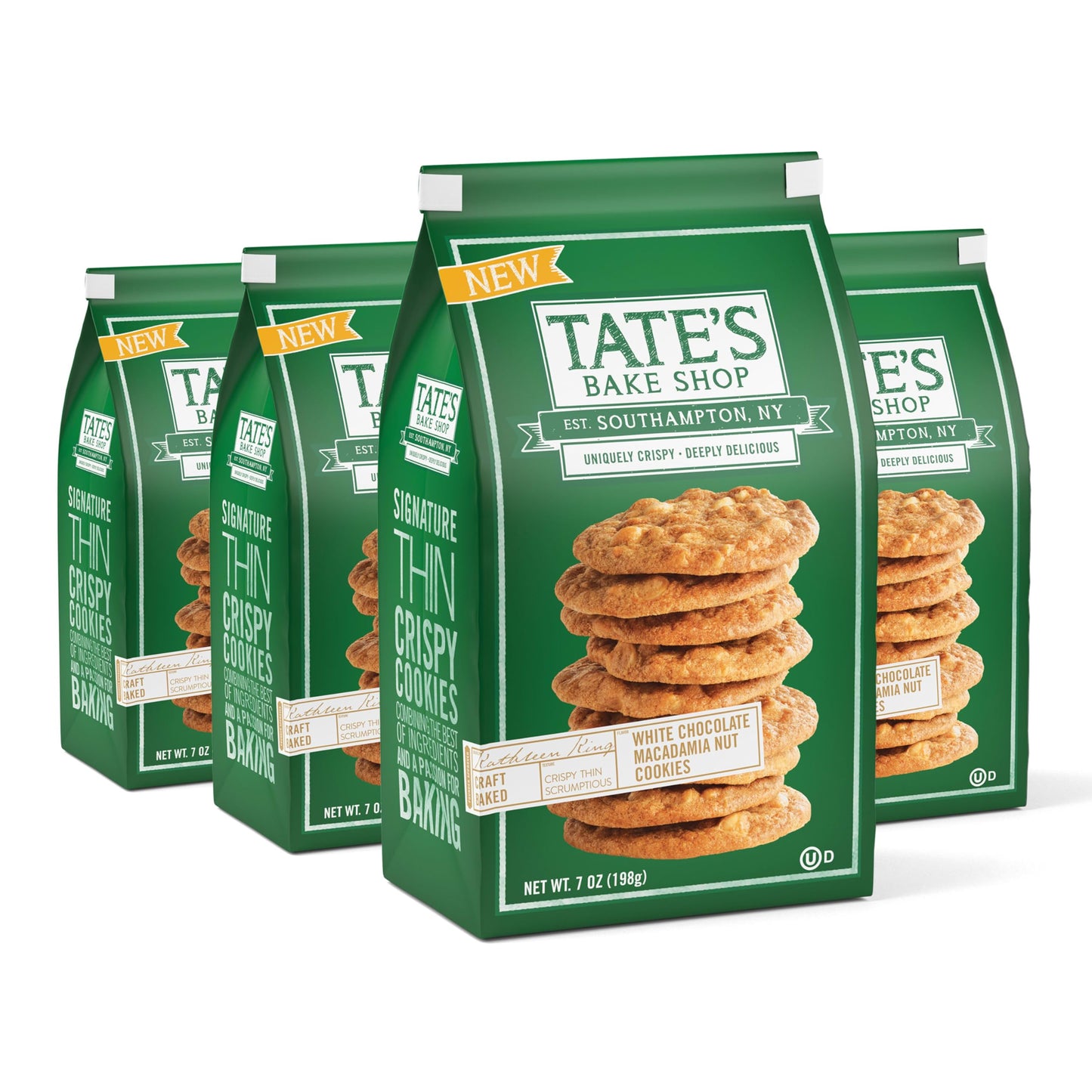 Tate's Bake Shop White Chocolate Macadamia Nut Cookies, 4-7 oz Bags