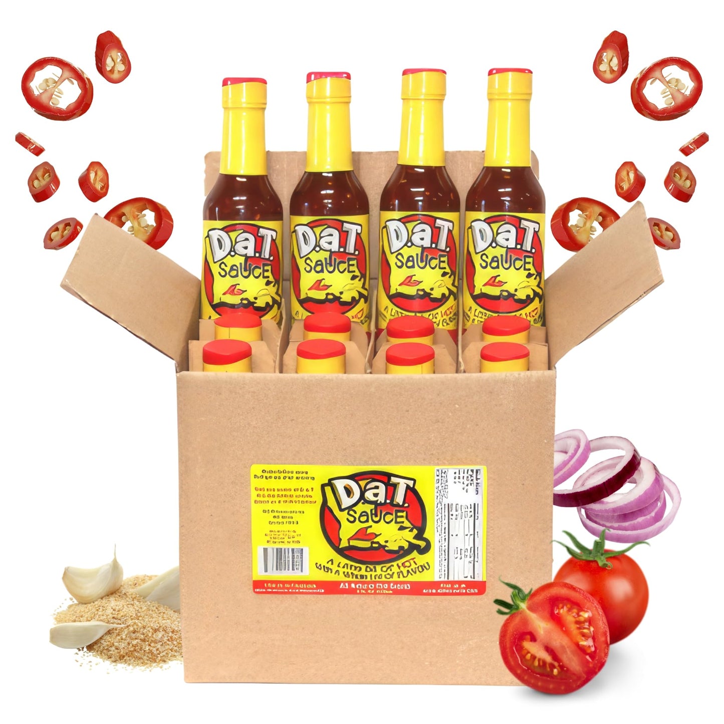 D.a.T. SaUcE, The True Louisiana Original, Gluten Free, No MSG, No Preservatives, All Natural, Modern Mild Cajun Spices & Flavors, 5 oz (12 Pack)