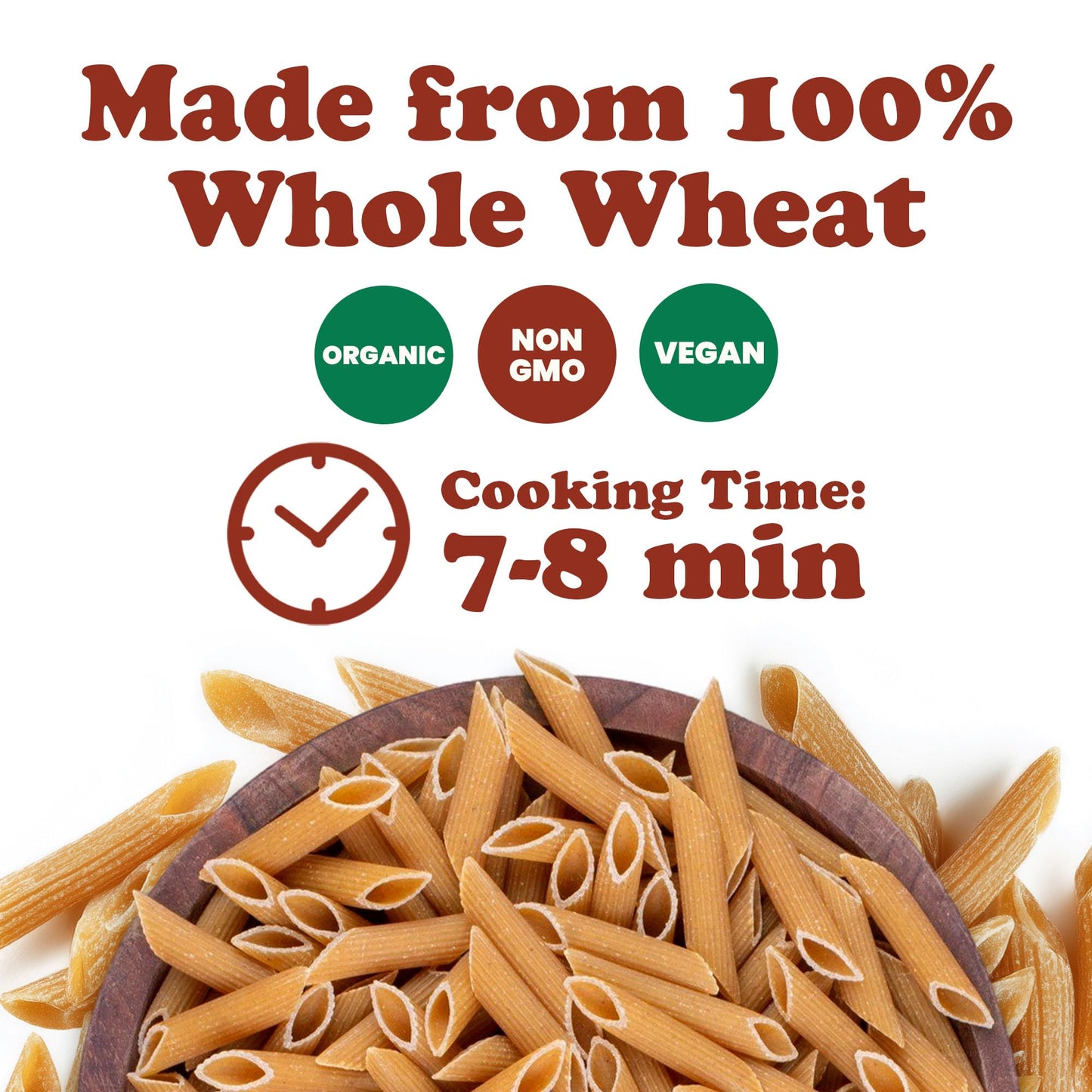 Food to Live Organic Pennette Whole Wheat Pasta 1.1 lb (Pack of 2) - Made in Italy. Pasta Integrale Bio. High Fiber, Non-GMO, Vegan, Bulk
