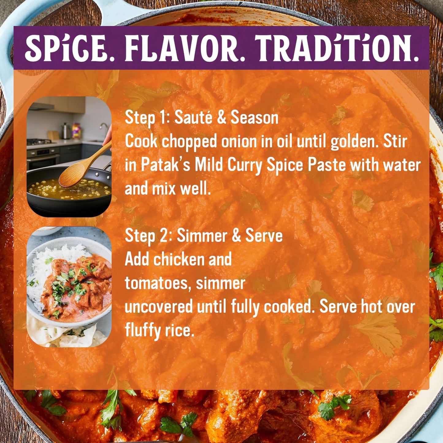 Patak’s Mild Curry Spice Paste - Mild Indian Cooking Paste with Freshly Ground Spices - Ideal for Chicken, Vegetables, and One-Pot Meals - Warm