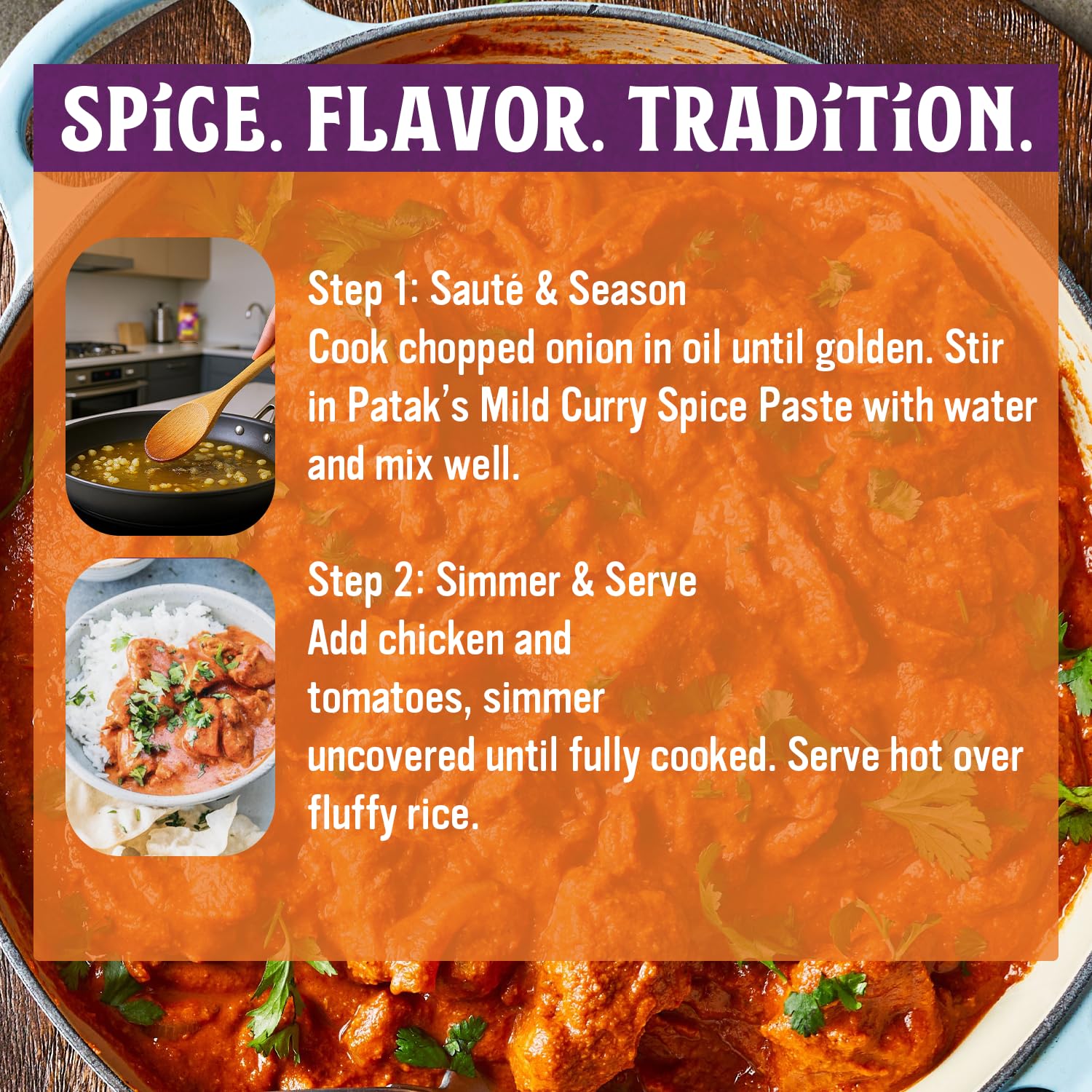 Patak’s Mild Curry Spice Paste - Mild Indian Cooking Paste with Freshly Ground Spices - Ideal for Chicken, Vegetables, and One-Pot Meals - Warm