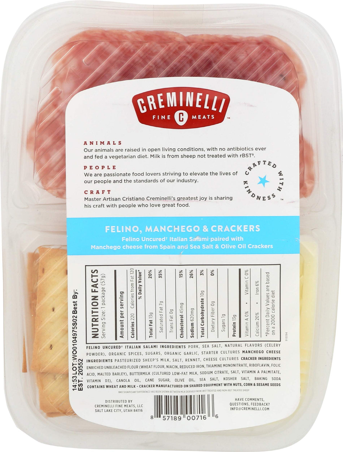 Creminelli, Cracker Tray Felino Manchego, 2 Ounce
