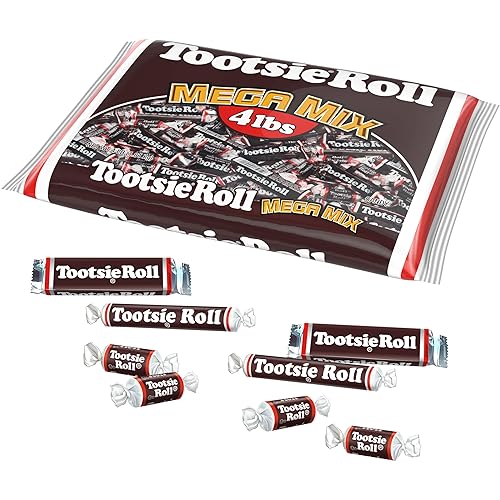Tootsie Roll Mega Mix, 4 Different Shapes and Sizes of Classic Chocolatey Tootsie Rolls - 4 Pound Bag