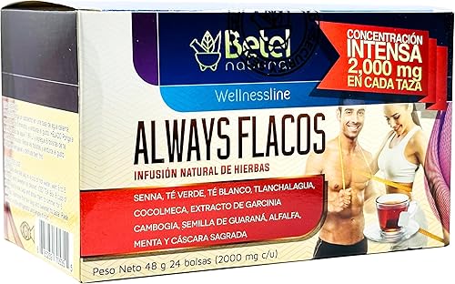 Always Flacos Tea by Betel Natural - Cleanse, Detox, and More in One Box - 24 Tea Bags