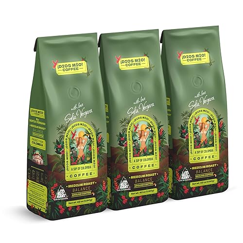 Dios Mio Coffee by Sofia Vergara, Medium Roast, Ground Premium Colombian Coffee, 12 Ounce Bag (Pack of 3)