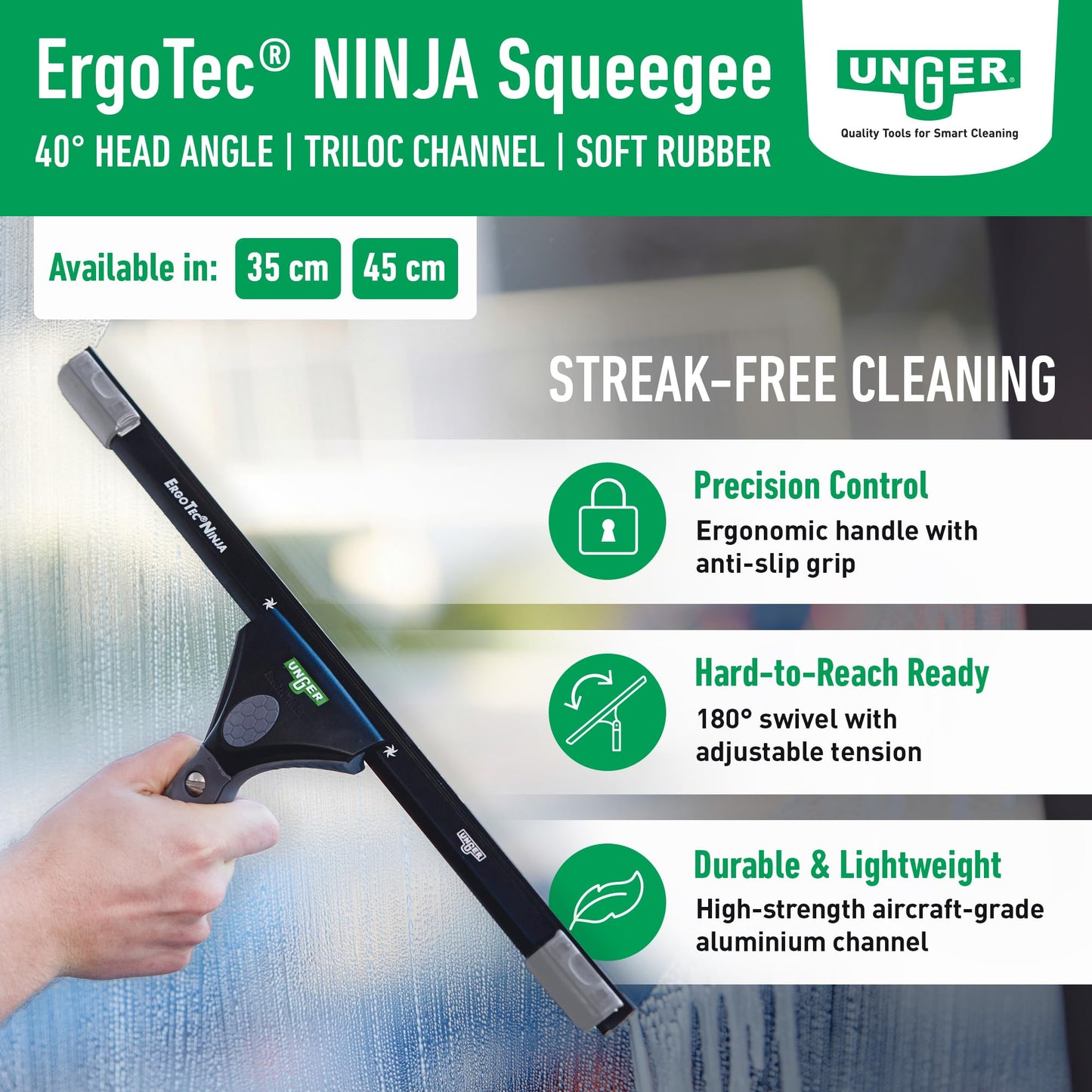 UNGER Black 14" Window Squeegee
