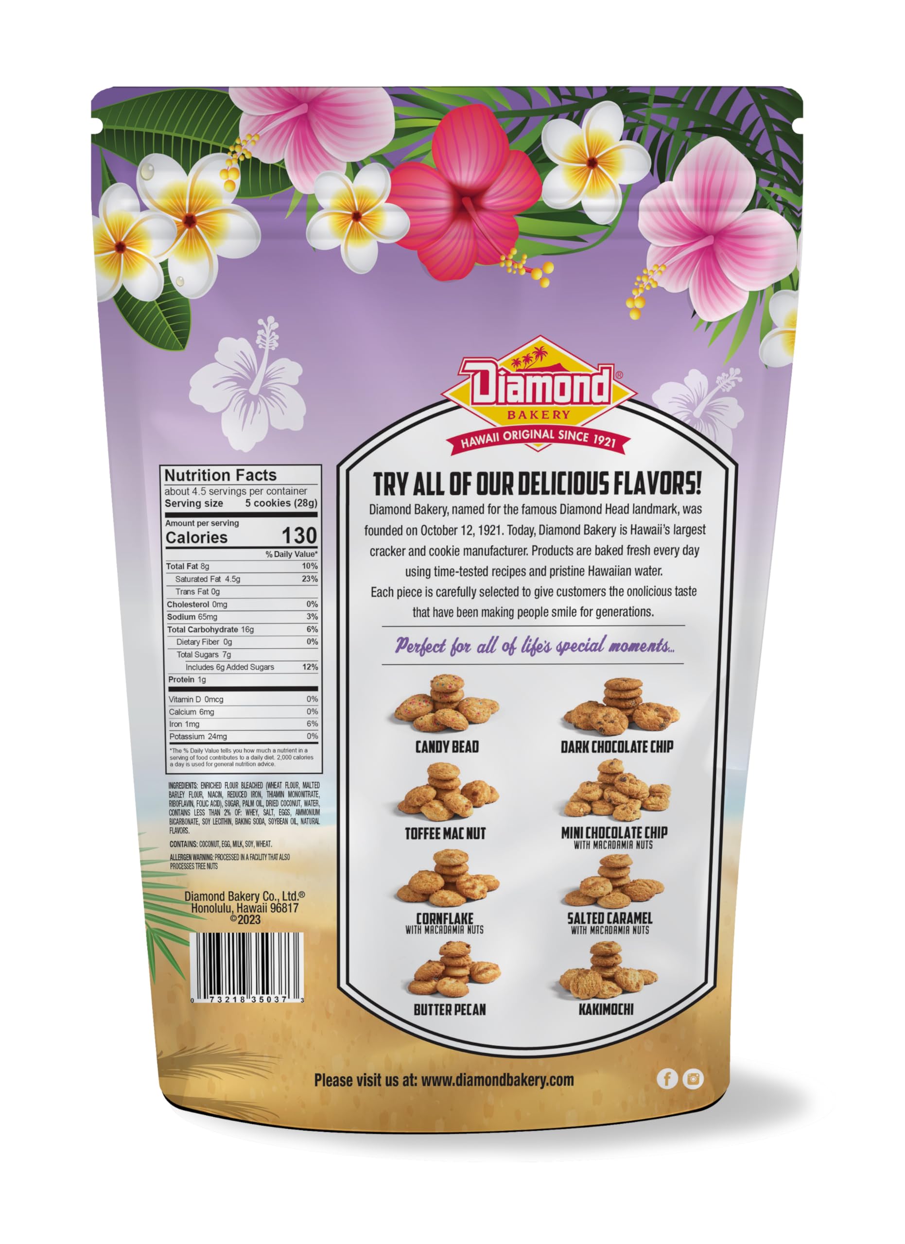 Diamond Bakery Made-in-Hawaii Coconut Cookies - Baked in Hawaii with Shredded Coconut, 13.5oz, 3-Pack (Each 4.5oz Bag Contains 4.5 Servings), Perfect