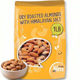 Dry Roasted California Almonds with Healthy Himalayan Salt (1 LB) - Vegan & Keto Friendly - Roasted to Perfection - Super Crunchy - Farm Fresh Nuts