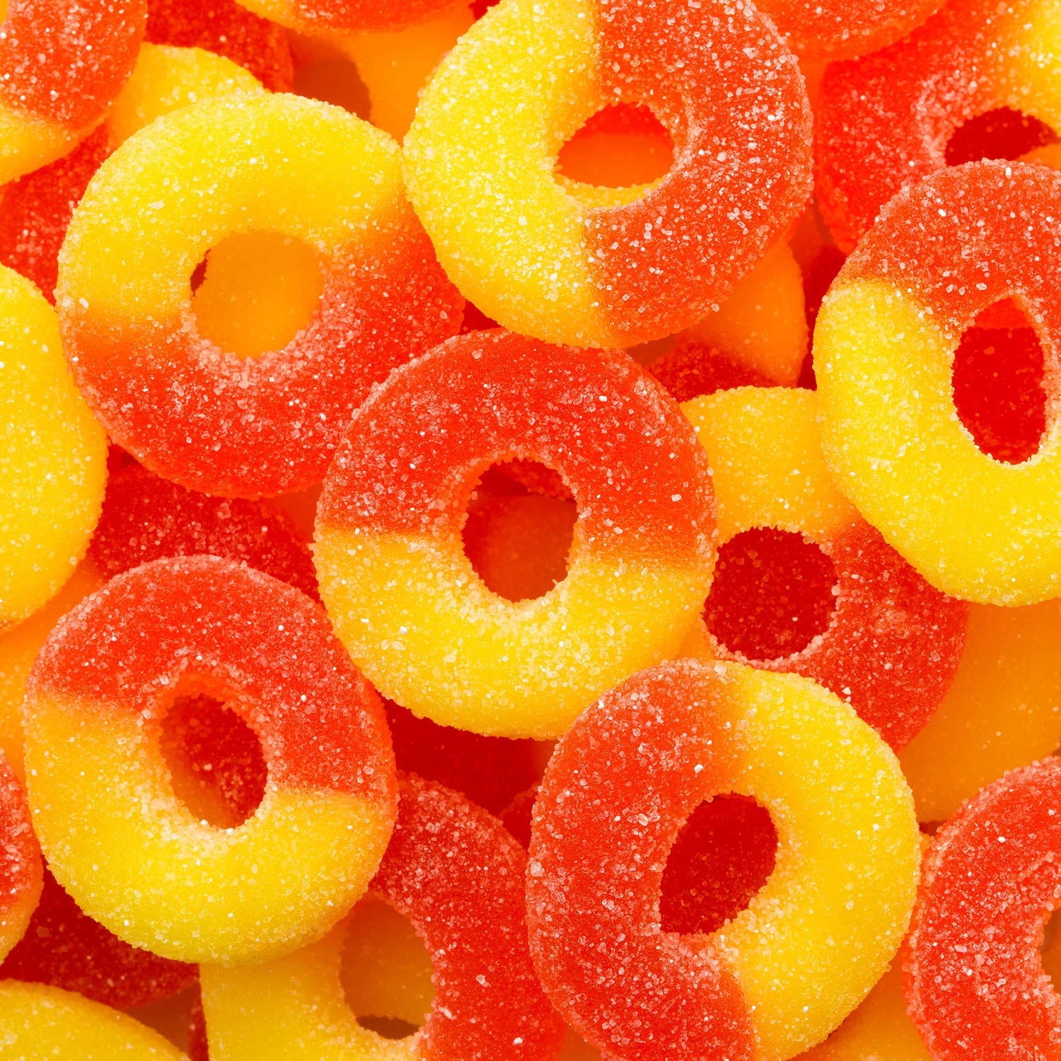 Albanese Passionate Peach Orange-Yellow Gummi Rings, 4.5-Pound Bags (Pack of 2)
