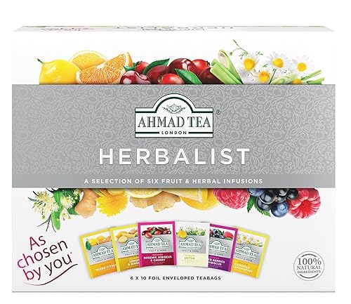 Ammad Tea Herbal Tea, Herbalist Variety Gift Box, 60 Foil Teabags - Decaffeinated & Sugar-Free
