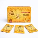 Premium Honey Ginger Instant Tea Crystals, With Ginseng 20 Sachets Real Ginger Real Honey Pure Cane Sugar Caffeine Free Hot Or Cold Single Serve Drink