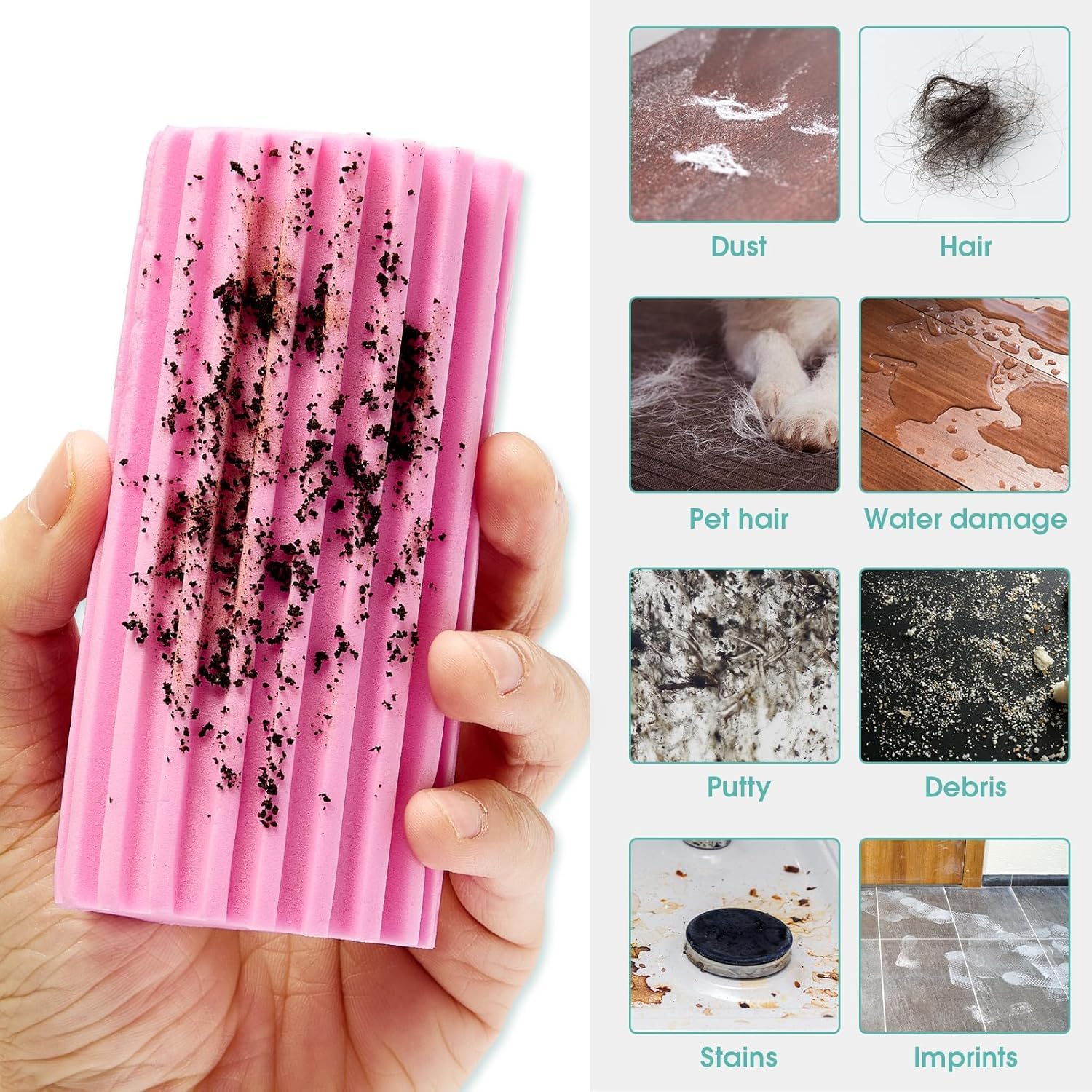 4 Pack Damp Dusting Sponge Duster, Dust Cleaning Sponge, Reusable Household Cleaning Sponge Tool for Blinds, floorboards, Fan Blades, Vents, Glass