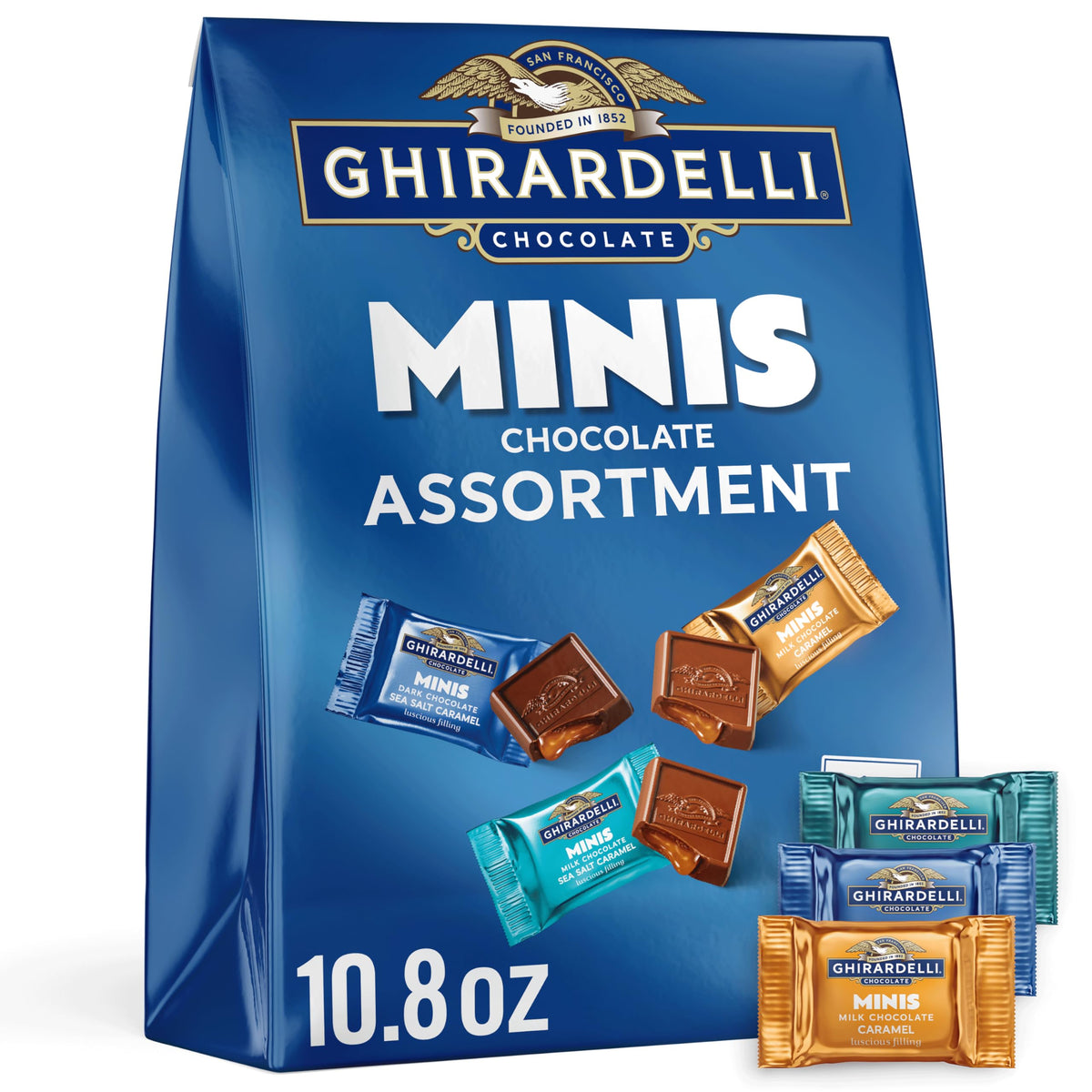 Ghirardelli Minis Chocolate Assortment, 10.8 Oz Bag, Premium Individually Wrapped Mini Chocolate Squares