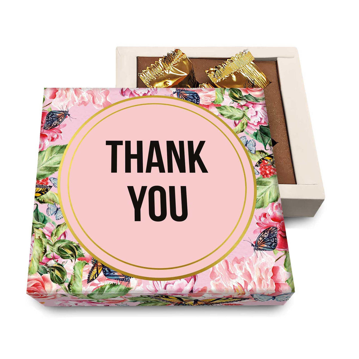 CoolGiftBox Pink gift box with Floral design | Dark chocolate truffles | Client appreciation gifts Thank You Box | Small Business Candy Gifts