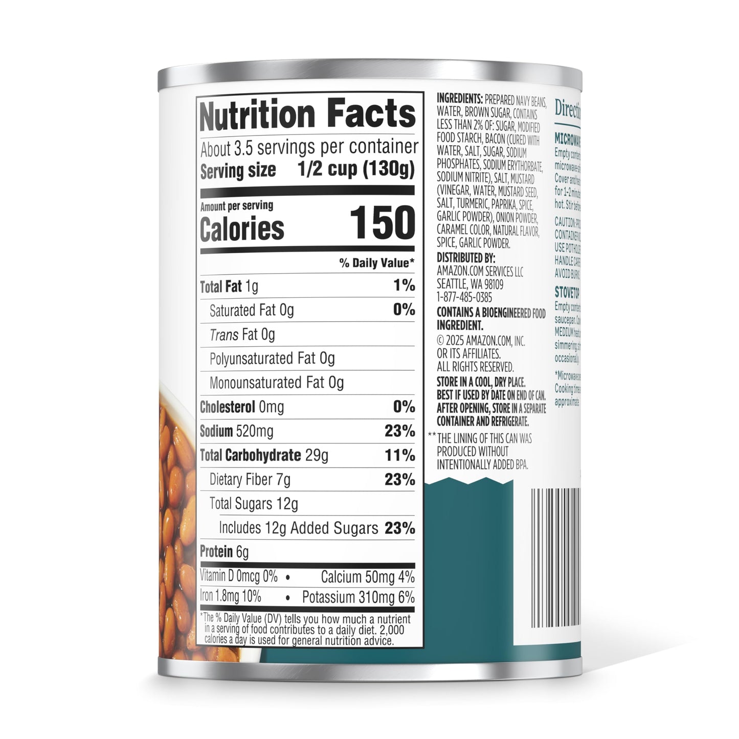 Amazon Grocery, Original Baked Beans, Seasoned with Bacon & Brown Sugar, 15 Oz