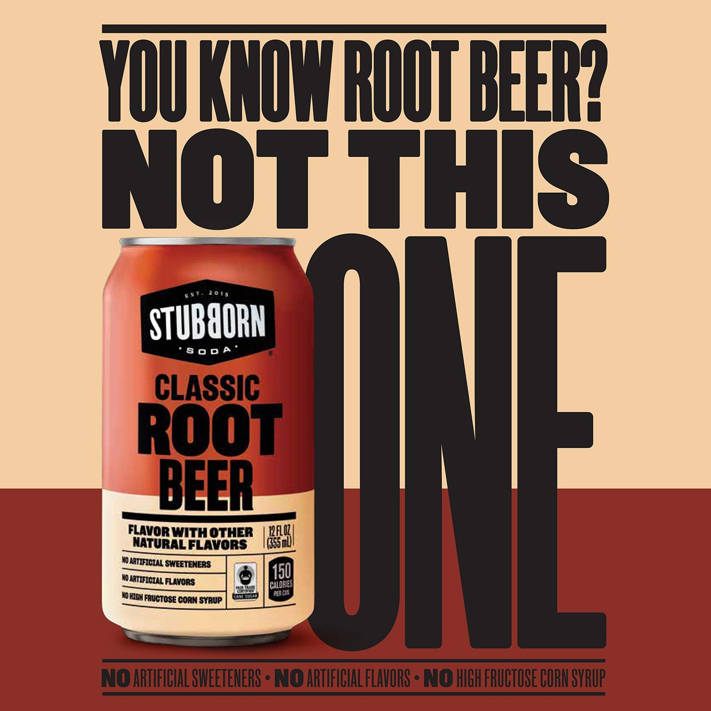 Stubborn Soda, Classic Root Beer, 12 Fl Oz Cans (Pack of 12)