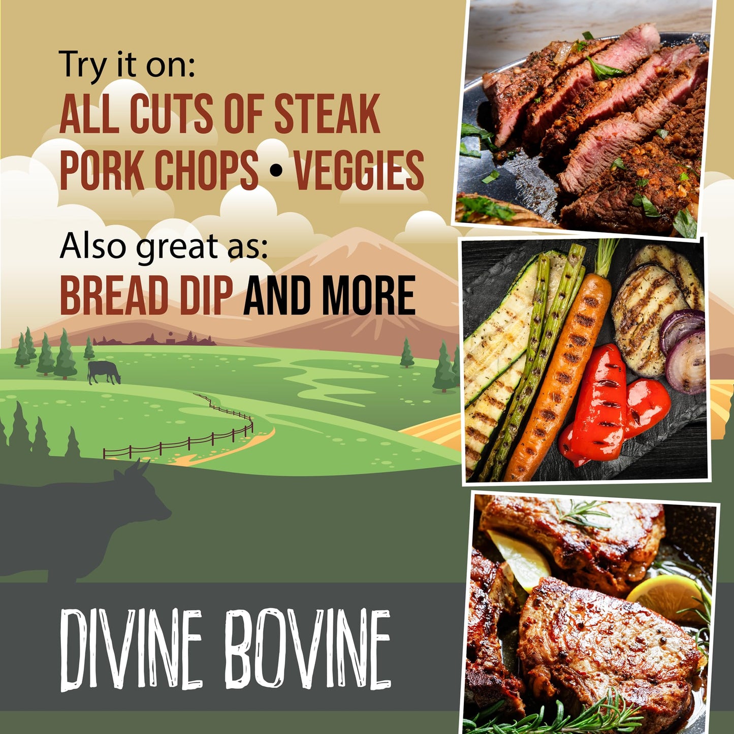 Organic Steak Seasoning & Rub - Divine Bovine by Flavor Seed, Gourmet Spice Blend for Cooking & Grilling Steak, Pork & Vegetables. Carnivore & Keto