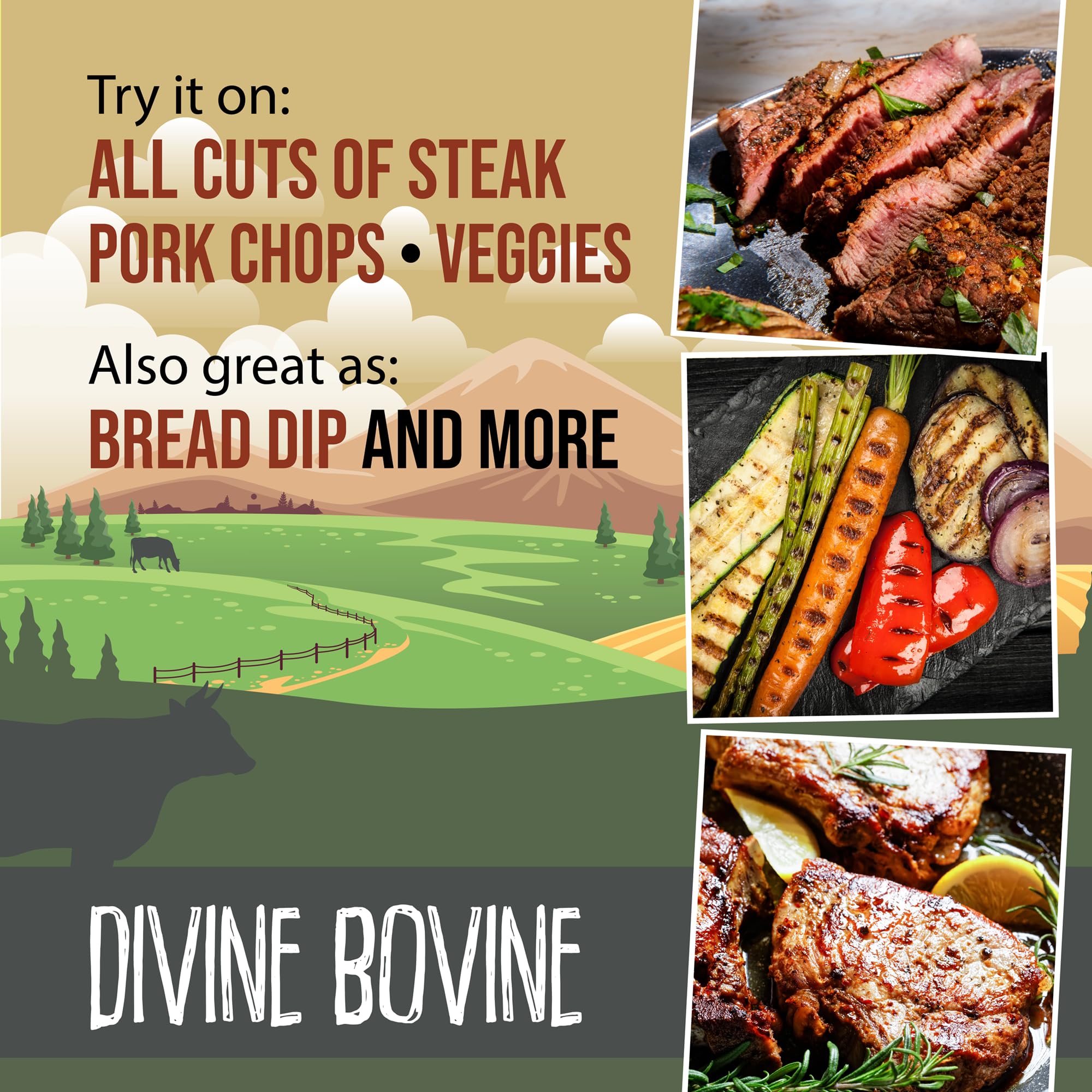 Organic Steak Seasoning & Rub - Divine Bovine by Flavor Seed, Gourmet Spice Blend for Cooking & Grilling Steak, Pork & Vegetables. Carnivore & Keto
