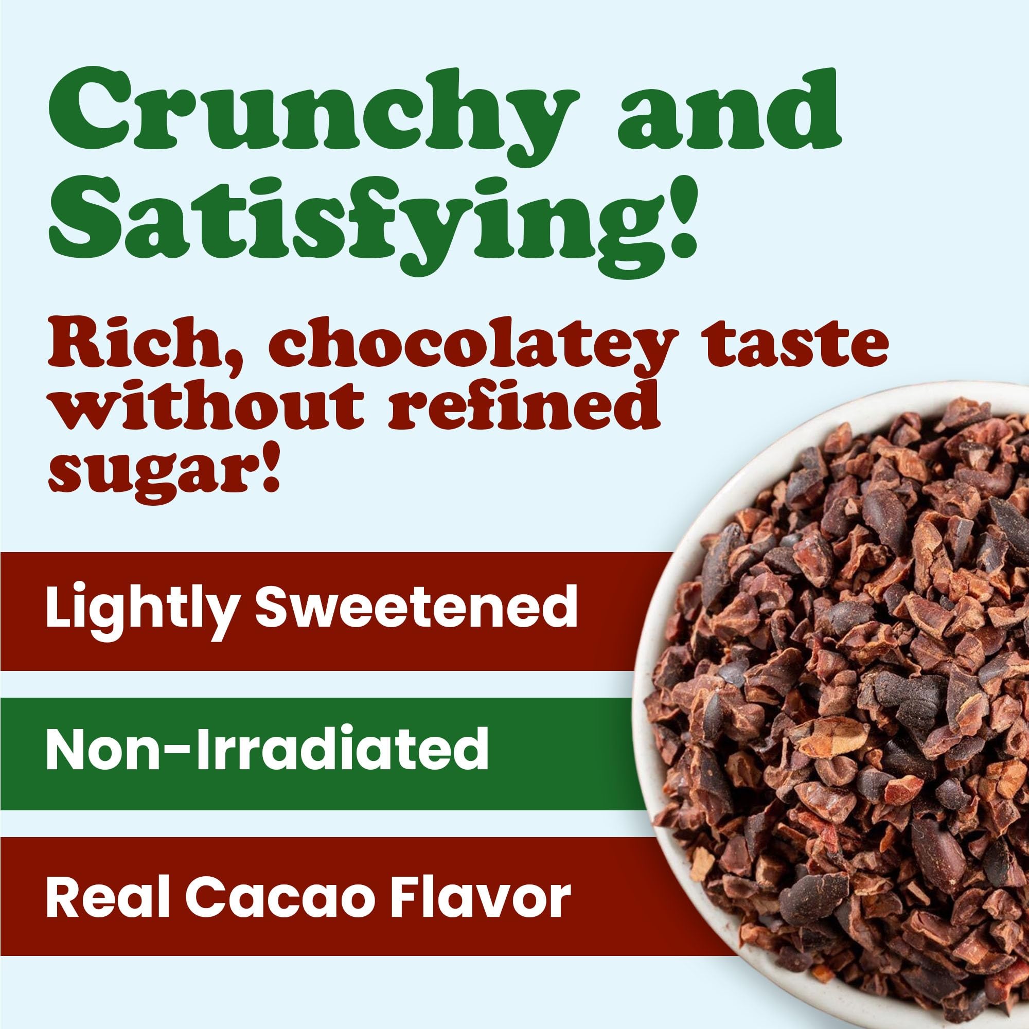 Food to Live Sweet Cacao Nibs with Coconut Sugar, 1.5 Pounds - Lightly Sweetened with Coconut Sugar, Raw, Non-Irradiated, Great for Snacking, Baking & Smoothies. High in Antioxidants. Vegan, Kosher, Bulk