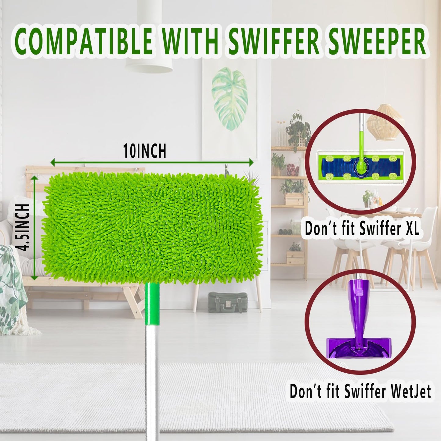 Reusable Microfiber Mop Pads Washable Wet Pads Compatible with Swiffer Sweeper Refills Pads for Wet & Dry Sweeping Cloths Mop Head Replacement