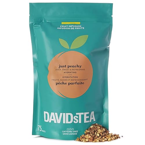 DAVIDsTEA Just Peachy Tea Bags, Premium Herbal Tea with Peach and Apple, Fruity Iced Tea, 75 Tea Sachets Total