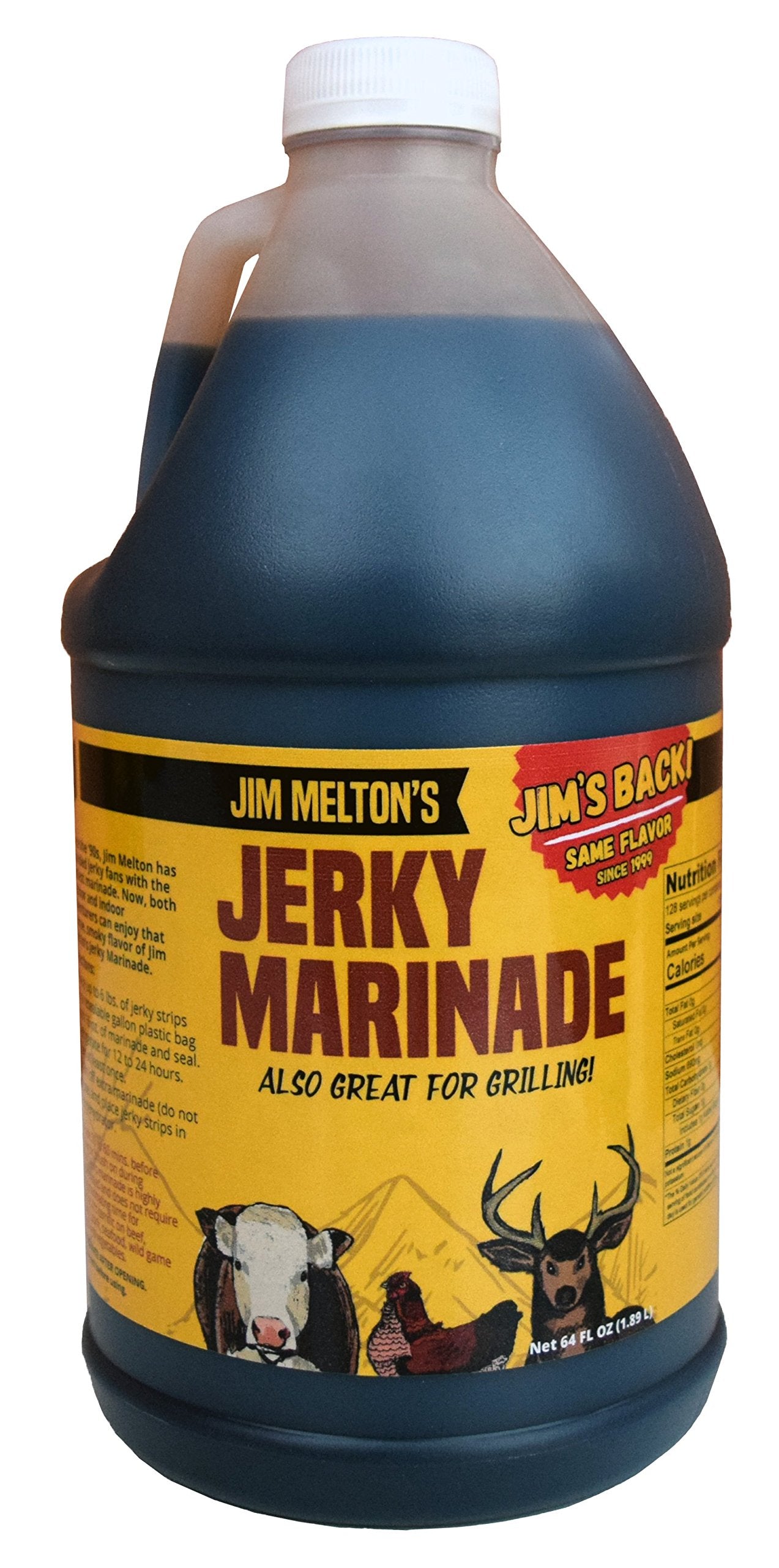 Jim Melton's Jerky Marinade - Make Your Own Homemade Jerky (24 Pounds - 64 Ounce) - Delicious Hickory Smoke Flavor - Contains no MSG or Nitrates (no