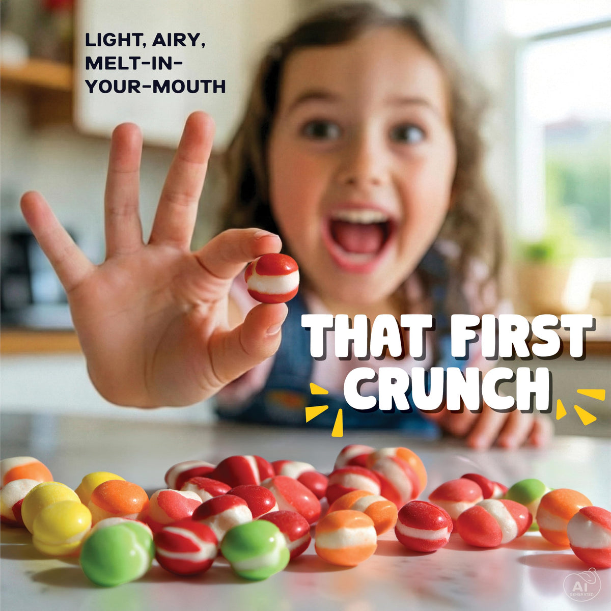 Freeze Dried Candy Rainbow 8oz, Crunchy Sweet Treat