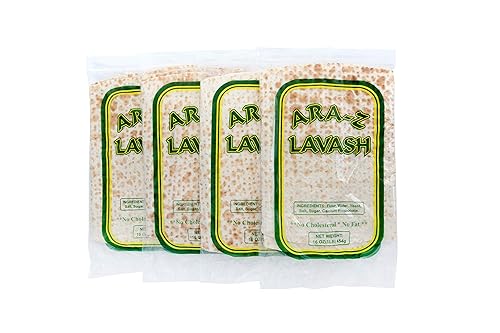ARA-Z Lavash Flat Bread 4 Packs of 4 (16 Total) No Cholesterol, Fat Free, Vegan, Kosher