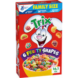 Trix Breakfast Cereal, 6 Fruity Shapes, Made with Whole Grain, Family Size, 16.1 oz