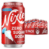 Nixie Organic Zero Sugar Soda, Classic Cola, Healthy Soda Pop, Non-GMO, 0 Sugar, 0 Calories, 40mg Caffeine, 12oz Cans (12 Pack)