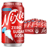 Nixie Organic Zero Sugar Soda, Classic Cola, Healthy Soda Pop, Non-GMO, 0 Sugar, 0 Calories, 40mg Caffeine, 12oz Cans (12 Pack)